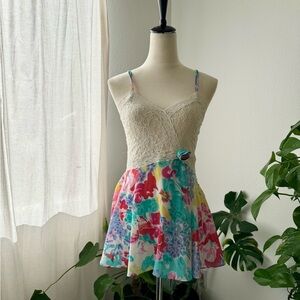 Vintage Victoria’s Secret Gold Label Lace Slip Dress Colorful floral Bodice